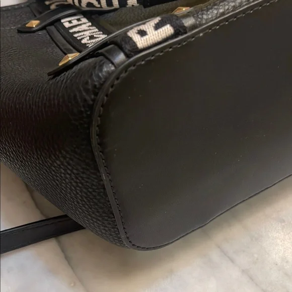 Michael Kors Maeve Black Pebbled Leather Satchel Tote with Logo Straps - Picture 12 of 13